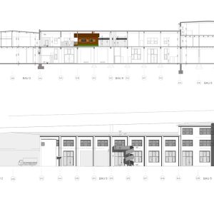 04_Neuland - Bau 9 Schnitt + Ansicht